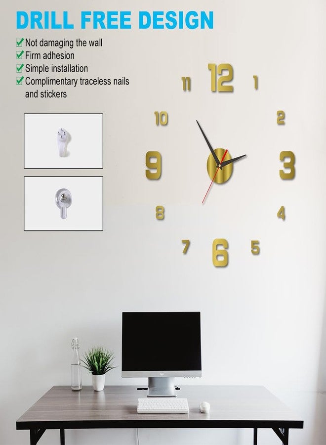 Irishom 3D DIY Luminous Dial Acrylic Frameless Silent Wall Clock with Number Stickers for Living Room Office Bedroom Modern House Decoration (40cm) - Image 4